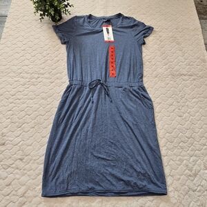 32 Degrees Cool Indigo Blue Slouchy T-Shirt Dress with Pockets, Size M NWT